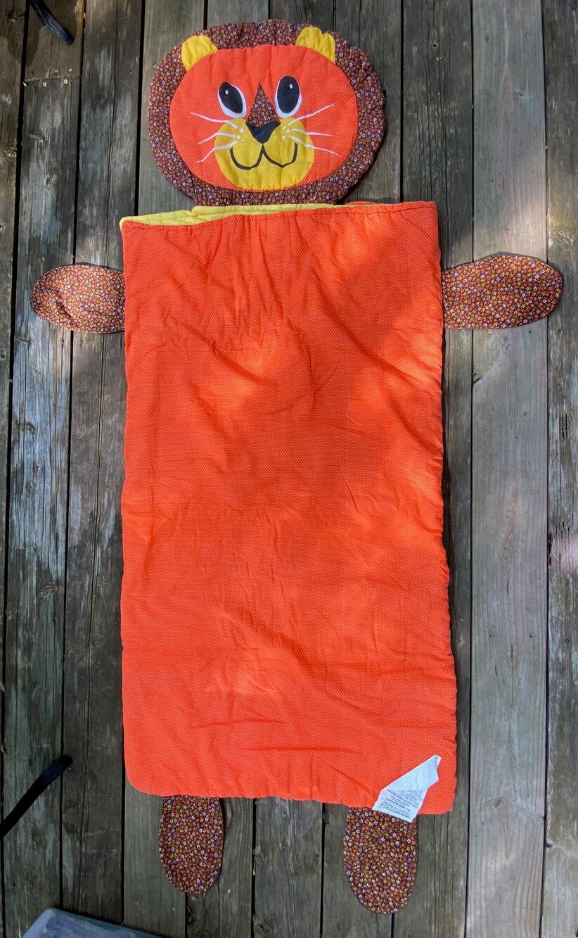 Vintage 1960s lion sleeping bag pajama party